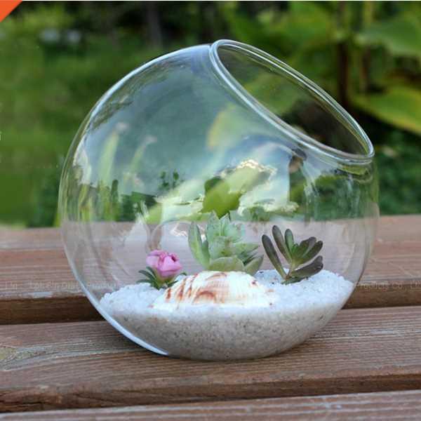 15cm Clear Round Glass Vase Bottle Terrarium Hydroponic Cont