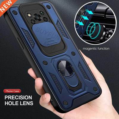 slide camera shockproof armor case for xiaomi pocophone poko