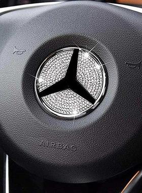 Car Steering Wheel Crystal Emblem Diamond Sticker for Merced