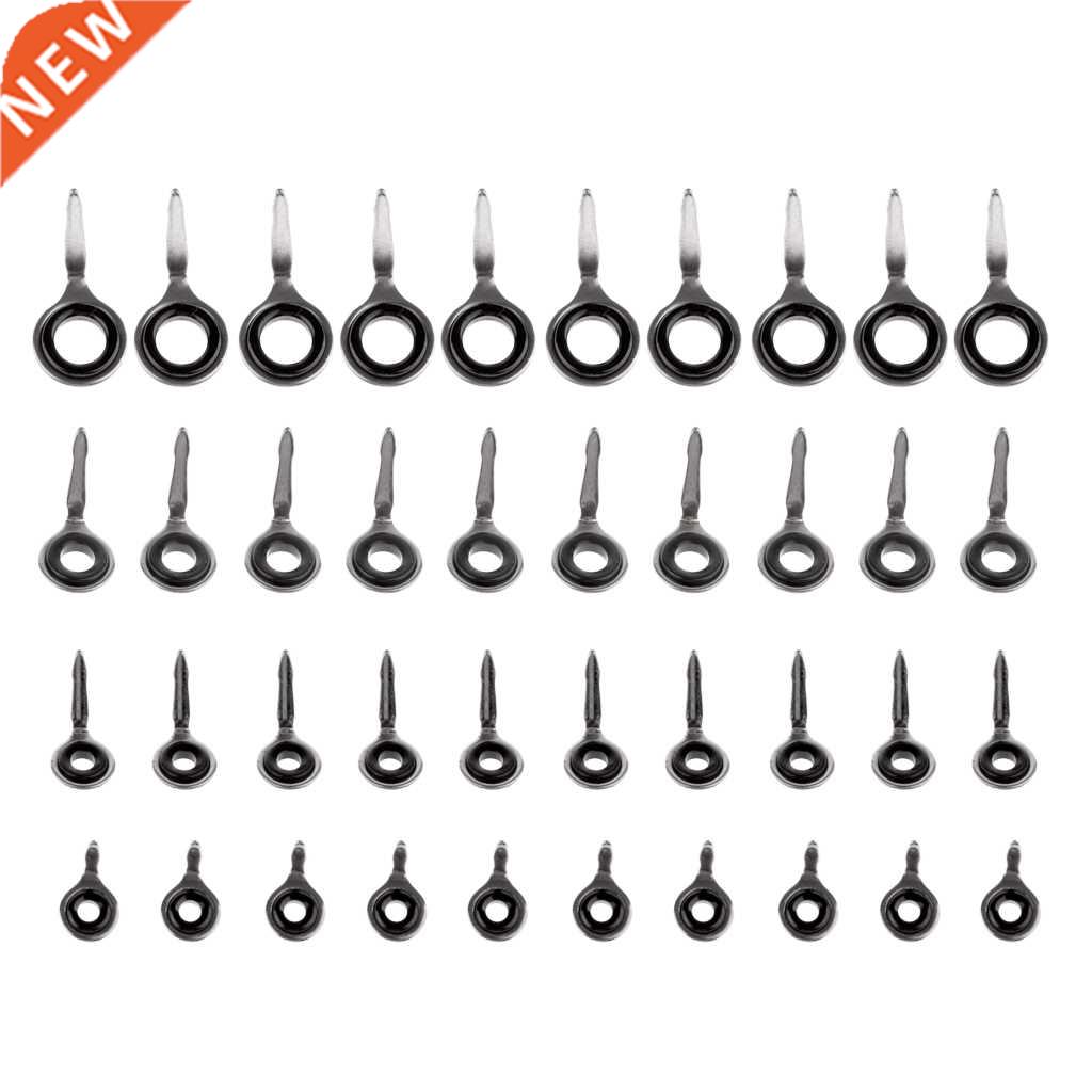 40pcs Fishing Rod Guides Stainless Steel Ceramic Ring Rod Gu