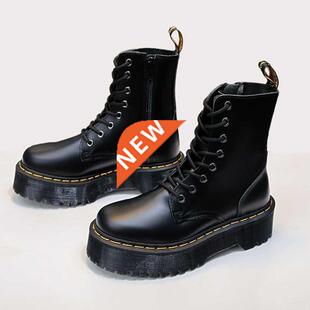 Winter Leather Boots Women Platform Oxford Sole Lace-Up Zipp