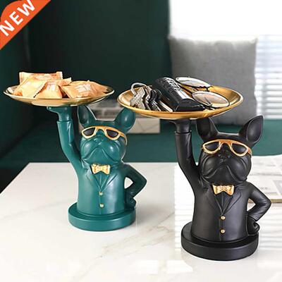 Bulldog Storage Statue Nordic Luxury Figurine Fruit Snacks C