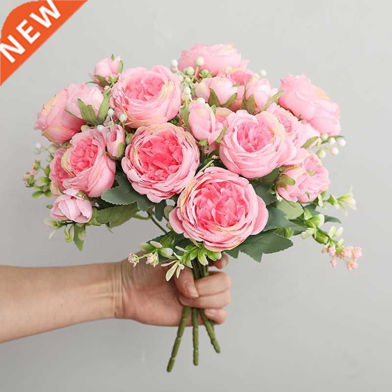 Hot Selling 1pcs/0cm Rose Pink Silk Bouquet Peony Artificia