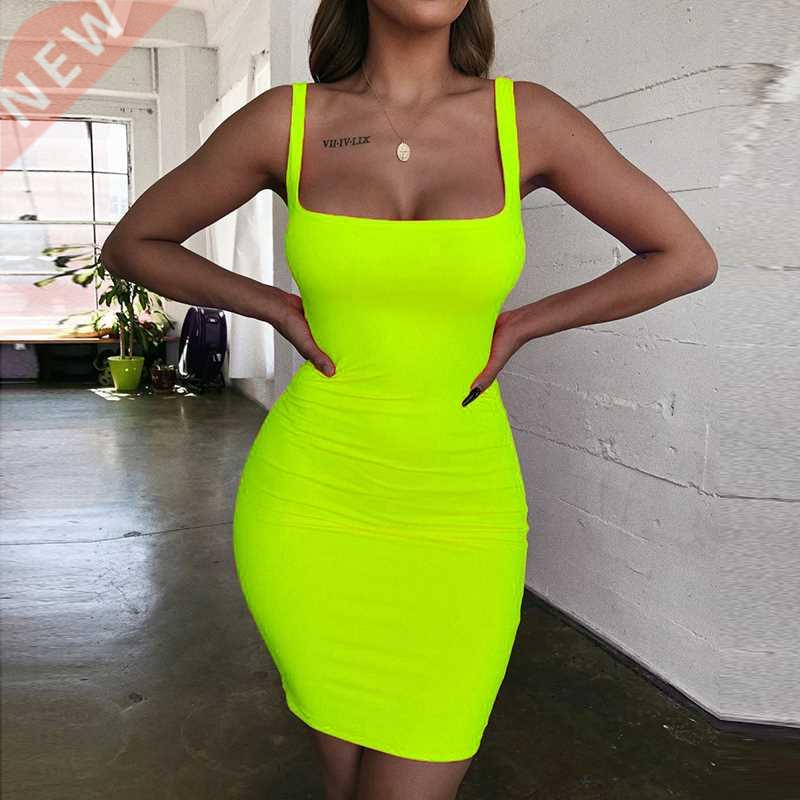 Green dress Mini Bodycon Women Summer new fashion Dress Back