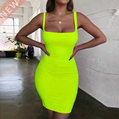 Green dress Mini Bodycon Women Summer new fashion Dress Back