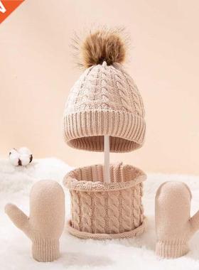 New Winter Hat Scarf Gloves Set for Kids 0- Years Boys Girl