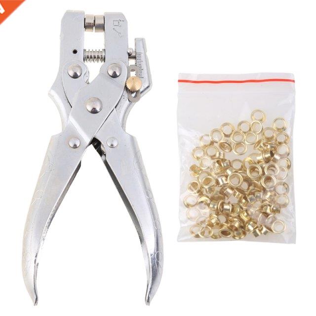 Hole Punch Hand Plier with 100Pcs Grommets Leather Strap Bel