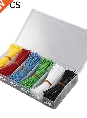 900 PCS Nylon Cable Ties Durable Self-Locking 6 Color Assort