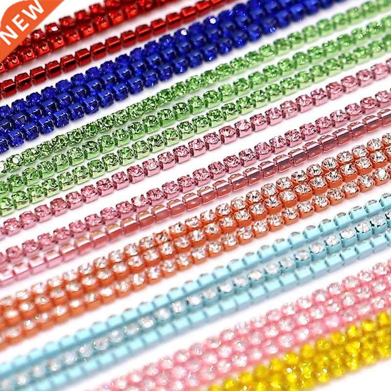 Crystal glass Rhnestone Chan wth Colorful bottom sew on s