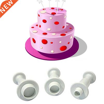 3pcs Round Circle Cake Biscuit Cookies Mold Cutter Plunger F