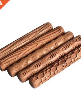 5PCS Pottery Tools Wood Hand Rollers 适用于 Clay Clay Stamp