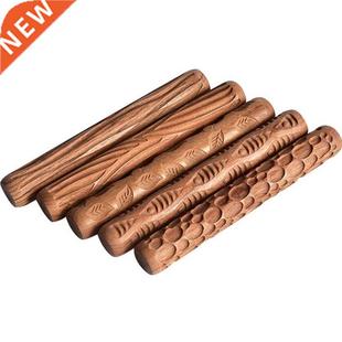 Wood Hand Rollers 5PCS Clay Tools 适用于 Stamp Pottery