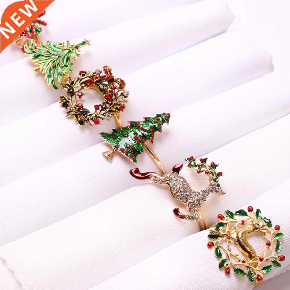 4PCS Table Napkin Ring,Christmas Tree Napkin Buckle, Diamon