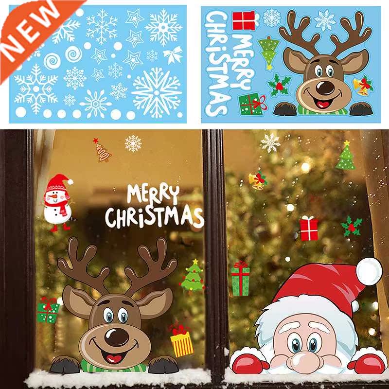 Christmas Window Decal Santa Claus Snowflake Stickers Winter