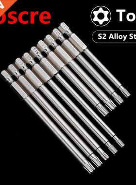 Broppe 10pcs S2 Alloy Steel T6-T40 75/100mm Magnetic Torx Sc