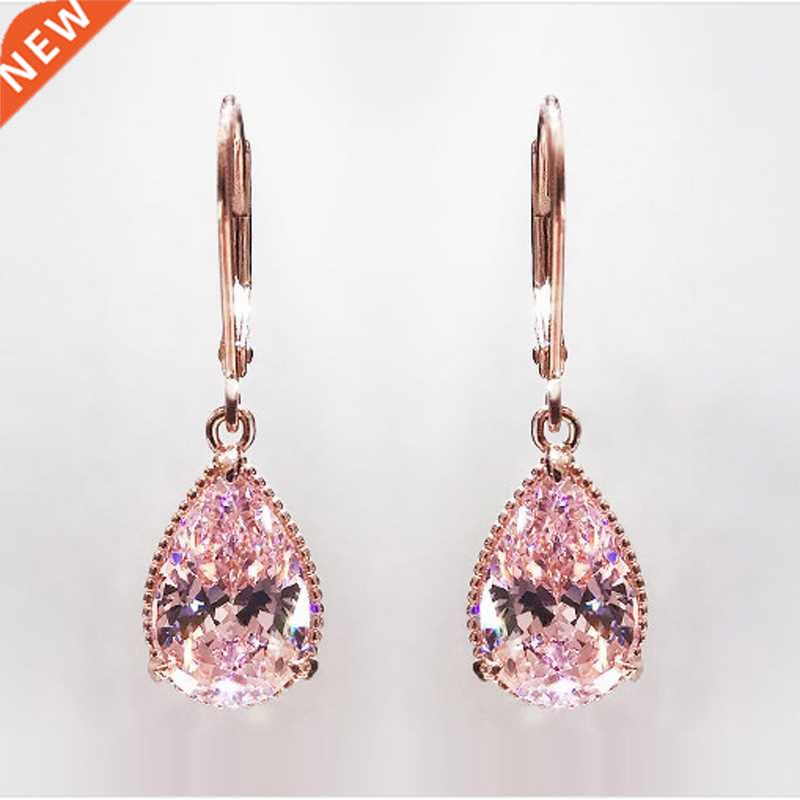HOYON 14K Rose Gd Cor Pink Diamond Drop Earring for Wome