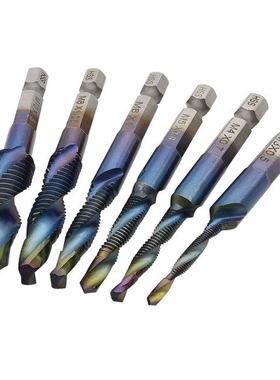 6Pcs Titanium HSS Tap Drill Bits Sets 1/4 Hex Shank Screw T