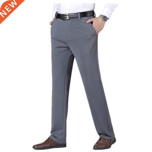 Formal Pants Men Thick Autumn Black Blue Grey Elastic Sretch