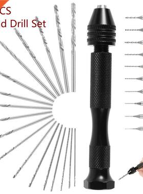 Mini Micro Aluminum Hand Drill With Vise+10Pcs PCB Mini Dril