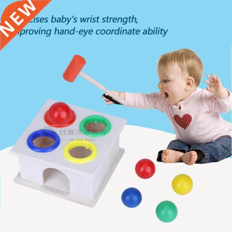 Kids Noise Maker Wooden Hammer Toy Baby Colorful Hammering