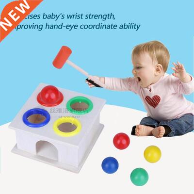 Kids Noise Maker Wooden Hammer Toy Baby Colorful Hammering