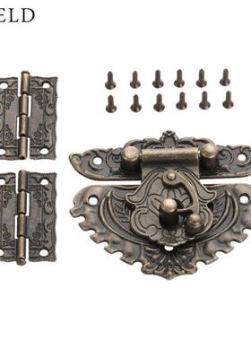 2Pcs Furniture Cabinet Hinges with Antique Bronze Jewelry Wo