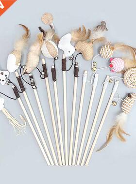 40cm Wood Pet Toys Cat Teaser Rod Interactive Funny Cat Rod