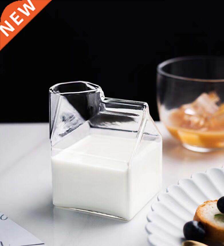 factory direct sale 350ml square milk glass milk box glass m