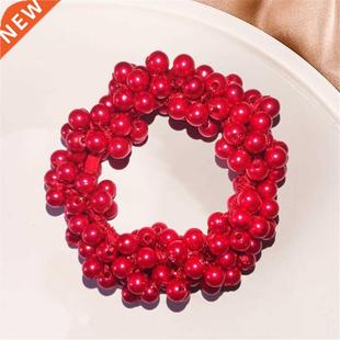 Elegant Pearl Girls Colors Scrunchie Beads Woman Ties Hair