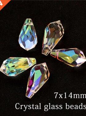 *20pcs/lot Murano Glass Drop Clear Beads 5x11/7X14mm AB Colo