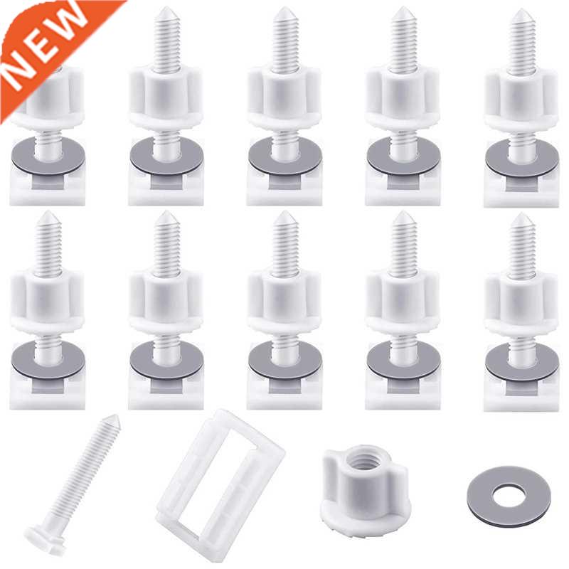 10 Pieces White Plastic Toilet Seat Screws and Nuts with Rub