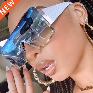 Women 2022 Fashion Oversized Frame Sunglasses Metal Square