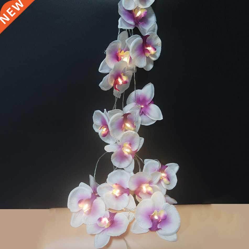 Unquie Floral Handmade Orchid Wreath With LED Lights String,