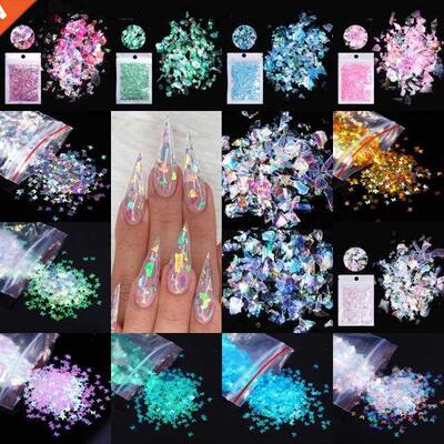 Mirror Sparkly Butterfly Nail Sequins Paillette Mixed Colors