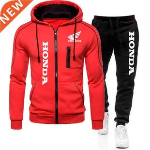Men's Tracksuit Honda Logo Print Zipper Hooded Sweat