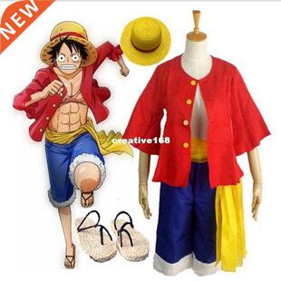 Anime One Piece Monkey D Luffy Cosplay Costume Set Coat Pant