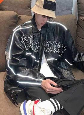 PU Leather Oversized Jacket Men's Coat Setwear Autumn Male K