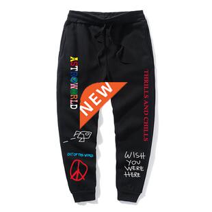 Quality Fleece trousers TRAVIS SCOTT ASTROWORLD Letter Print