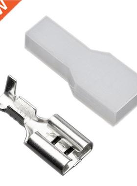 100sets 6.3 Plug spring terminal + of hard sheath brass butt