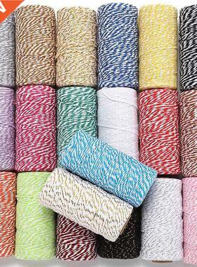 100M/Roll Cotton Cord Baker Twine Colorful Cotton Crafts Twi