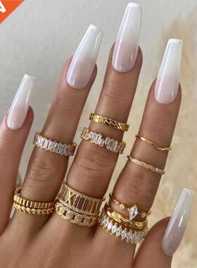 Handmade Eternity Promise Gold Color Crystal Ring AAA CZ Zir