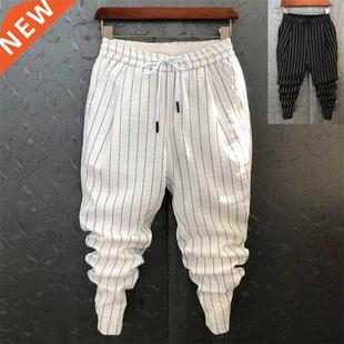 Stripe Printing Slim Summer rendy Men Trousers Korean Pants