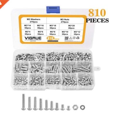 810 Pcs Self Tapping Drywall Screws M3 Metric Phillips Pan H