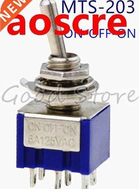 Free Shipping 5PCS Mini MTS-203 6-Pin G104 ON-OFF-ON 6A 250V
