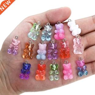 50Pcs Cryal Candy Bear Pendant Charms for Necklace Bracele