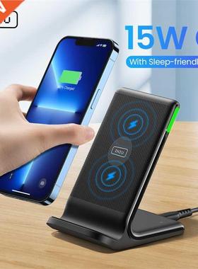 Qi 15W Wireless Phone Charger Holder Auto-Adaptive LED Indic