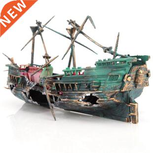 Large Aquarium Decoration Boat Plactic Aquarium Ship Air Spl