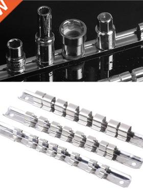 Socket Rack Holder 1/4 3/8 1/2 with 8 Clips On Rail Tool