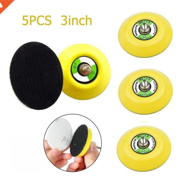 5Pcs 3inch 75mm Sanding Disc Backing Pad Hook Loop Polishing