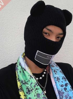 INS Hot Men's Winter Bear Big Ear Beanie Hat Warm Hip-hop Pu